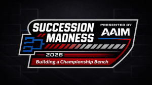 Succession planning workshop background featuring a tournament-style bracket design, representing leadership development and building a strong organizational bench.
