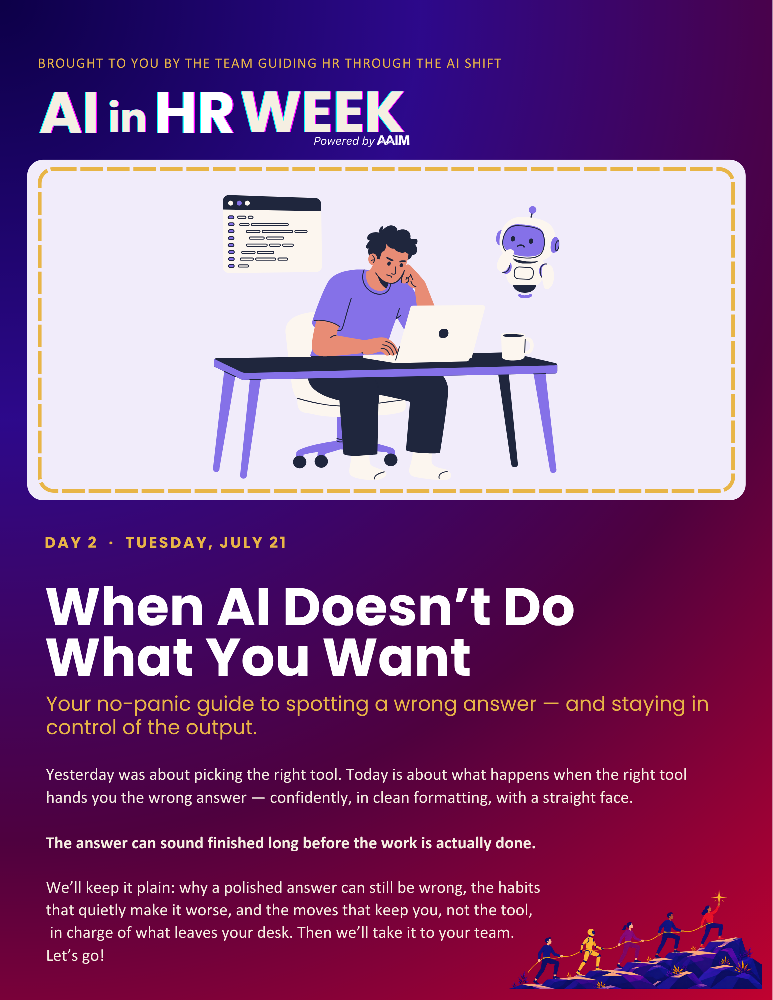 AAIM's AI in HR Week 2026 Day 2 guide — When AI doesn't do what you want