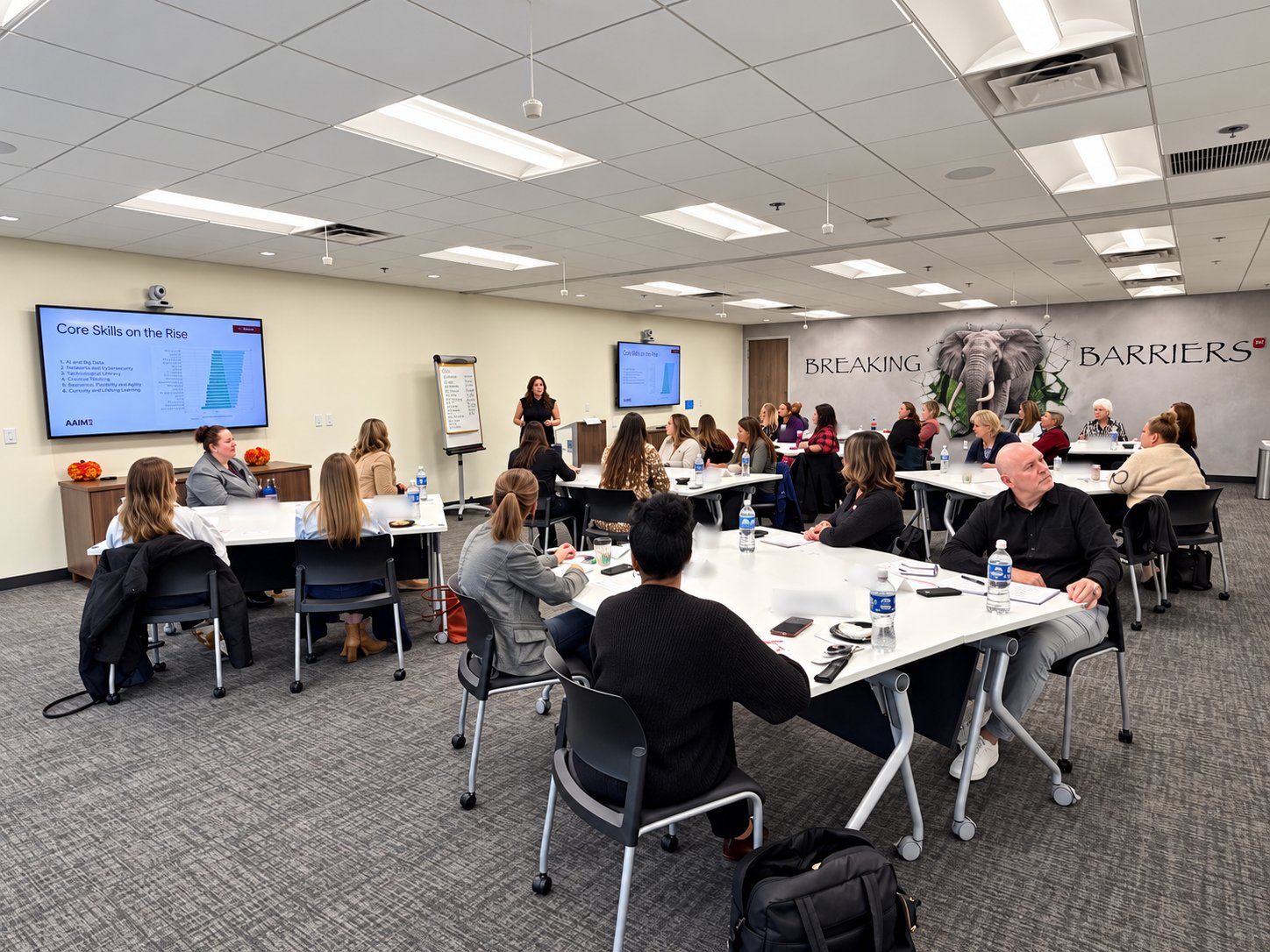 Professionals attending a live AAIM training session in the St. Louis training center